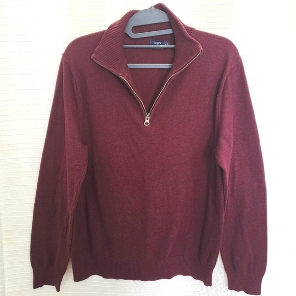 J CREW 1/4 Zip Harbor Cotton Sweater Maroon Men's M - Picture 1 of 6